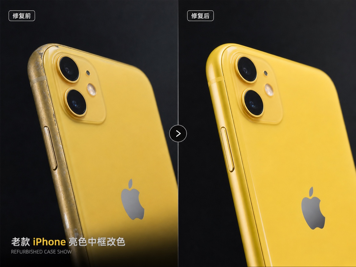 老款 iPhone 亮色中框改色 修复前后完整对比图